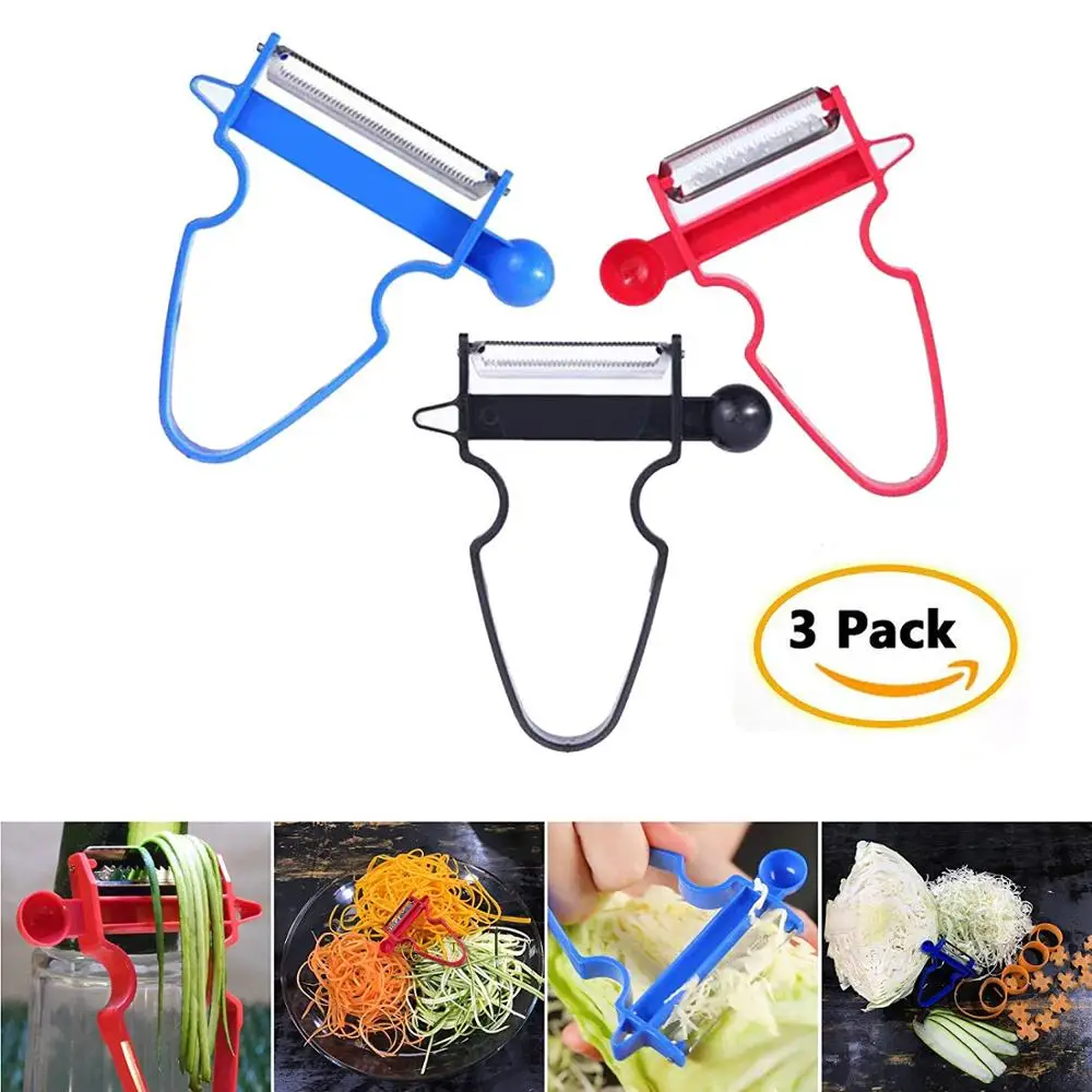 

TPUSNOK 3 Pcs Magic Trio Peeler Set Stainless Steel Vegetable Fruit Slicer Shredder Julienne Peeler For Potato Carrot TPA47
