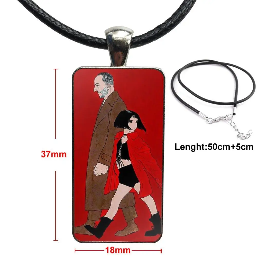 

For Women Jewelry With Steel Plated Glass Cabochon Choker Long Pendant Rectangle Necklace Leon Matilda Natalie Portman Fashion