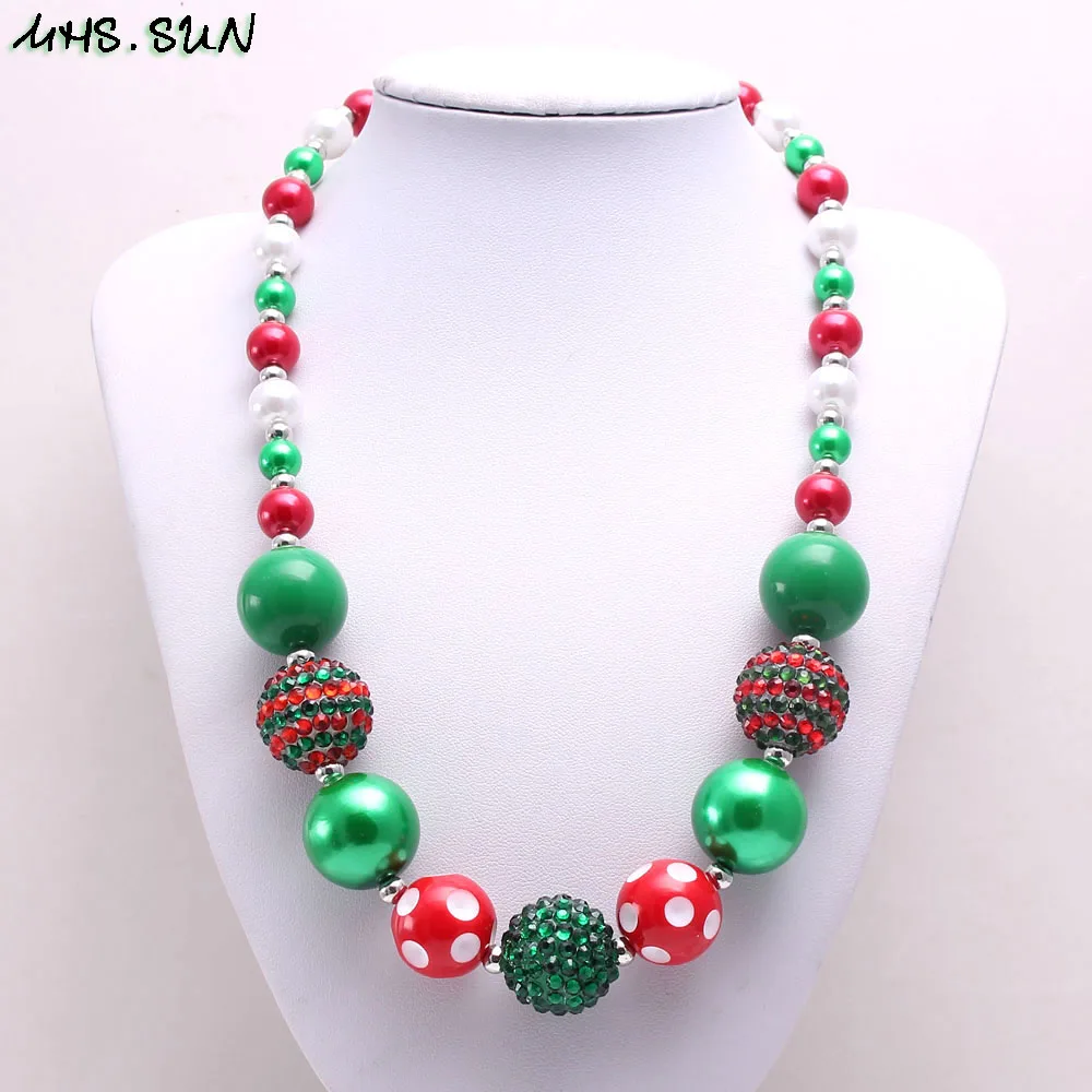 

MHS.SUN Newest 3 style baby chunky beaded necklace christmas girls kids gift handmade chain necklace bubblegum jewelry 1pc