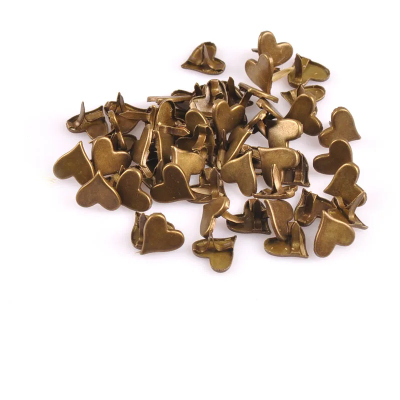 Metal Brads Scrapbooking Decoration Mix Color Heart Brads Scrapbooking Accessories Metal Crafts Multicolor Decoration Fastener DIY Albums Embellishment 50Pcs C1926