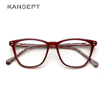 

Acetate Women Spectacle Frame Trendy Rivet Transparent Vintage Optical Retro Grade Eyeglasses For Women Armacao De #TWA7218C2