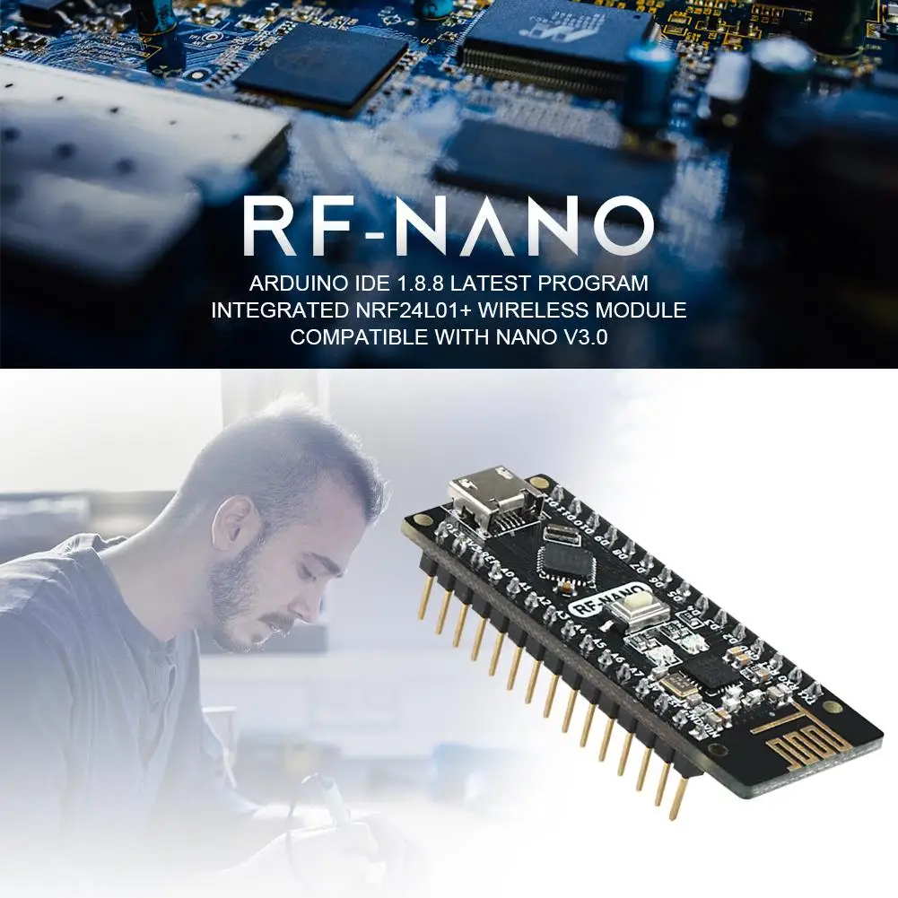 NRF24L01+ 2,4G беспроводной модуль+ Arwino NANO V3.0 = RF-Nano интегрированная плата с USB интерфейсом нанопластина обновления для Arduino