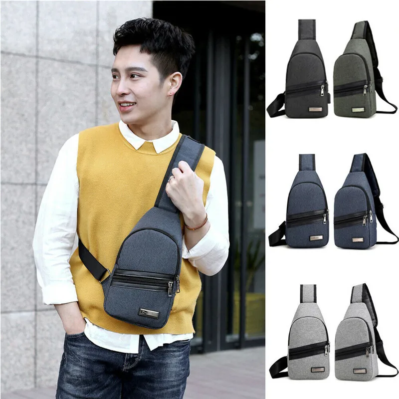 

Men's Shoulder Bag Sling Chest Pack USB Charging Sports Crossbody Handbag