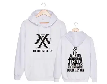 

Kpop unisex monsta x logo and all member names printing pullover sweatshirt for monbebe supportive fleece loose hoodies