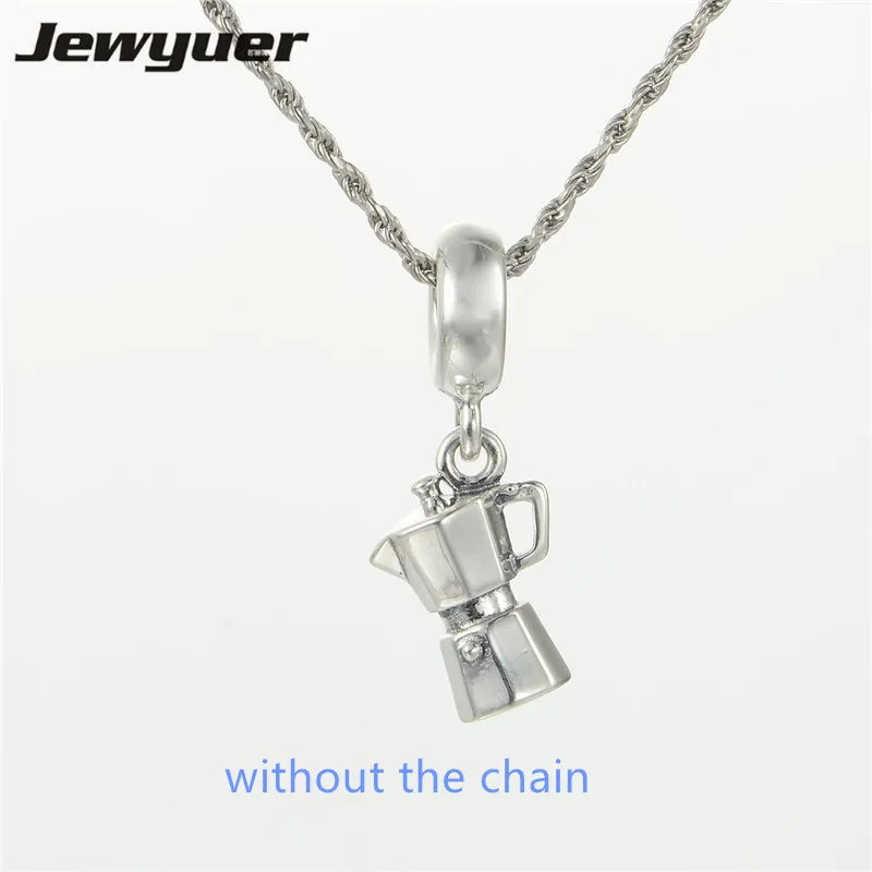 

Silver Espresso dangle Charms 100% 925 Sterling Silver Coffee Pot Teapot charm Fit beads Bracelets Necklaces pendant DIY DA126