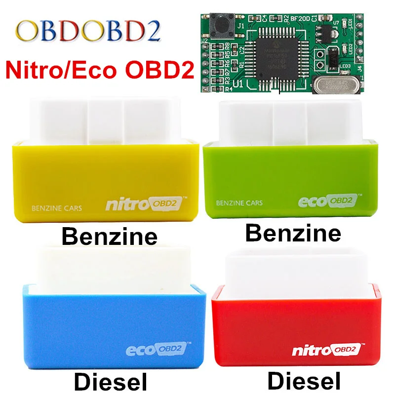 4 цвета Nitro OBD2 EcoOBD2 ЭБУ чип тюнинг коробка Plug & драйвер NitroOBD2 эко OBD2 для бензина Diesel Car 15% экономия топлива более Мощность