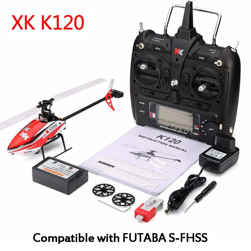 

LeadingStar XK K120 Shuttle 6CH 6 Channel Brushless 3D 6G System RC Helicopter RTF/BNF RC Toys For Boy Kids Gift Red RC Drone