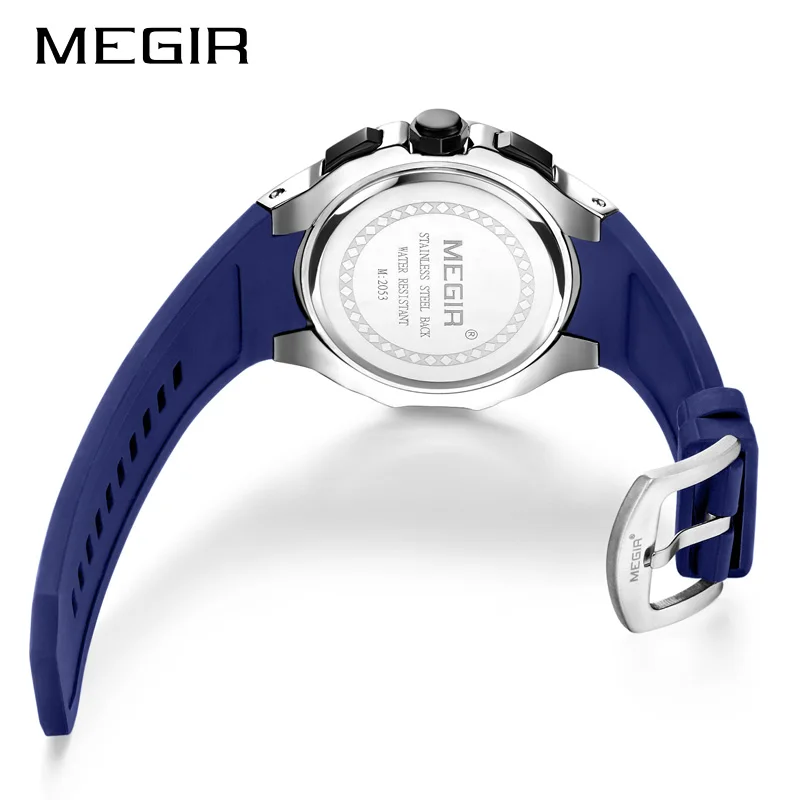 Мужские часы MEGIR силиконовые спортивные военные Топ люксовый бренд мужские