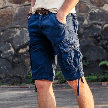 

New Men's Casual Cargo Shorts Loose Short Pants Multi-pocket Military Style Camo Knee Length Plus Size 5 Colors Shorts Men 2018