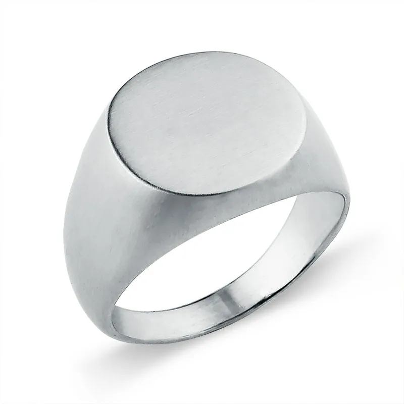 EdgLifU мужское кольцо с печаткой, простое овальное матовое Золотое уплотнительное кольцо из нержавеющей стали, модное кольцо с печаткой для мужчин, Anel ювелирные изделия - Цвет основного камня: silver matte
