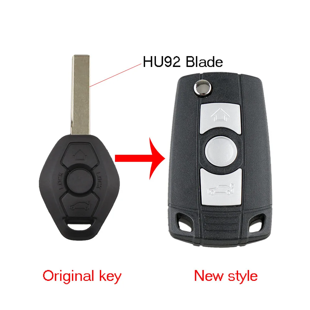 BHKEY 3 кнопки дистанционного ключа автомобиля оболочки чехол для BMW HU92 или HU58 лезвие для BMW 3 5 7 серии Z3 Z4 E38 E39 E46 Стиль чехол для ключей