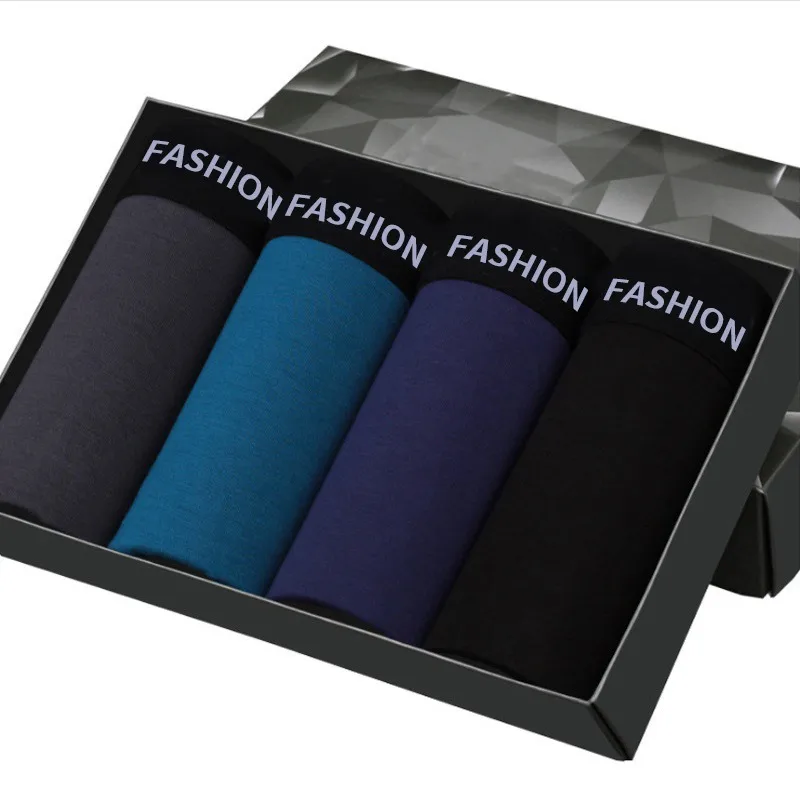 

4Pcs/lot Brand Boxer Mens Underwear Cotton Man Big Short Colorful Breathable Solid Flexible Shorts Boxer Pure Color Underpants