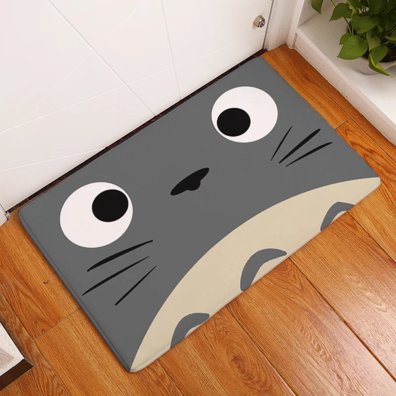 Cartoon Totoro Design Cassette Tape Printed Funny Rugs Durable Indoor Outdoor Floor Mat Coral Velvet Non Slip Bathroom Mats