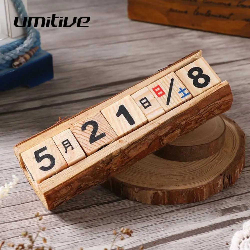

Umitive 1 pcs Creative Manual Wooden Countdown Calendar Decorative Wood Crafts Shaped Perpetual Table Calendar Numbers Decorate