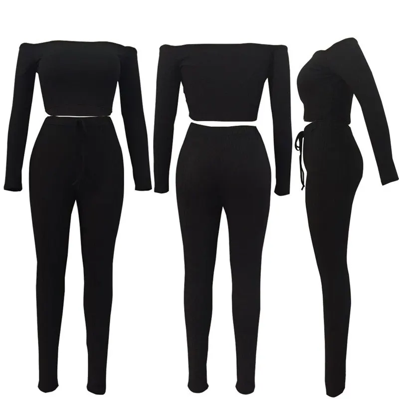 High Elastic Threaded Women Pants Set-203