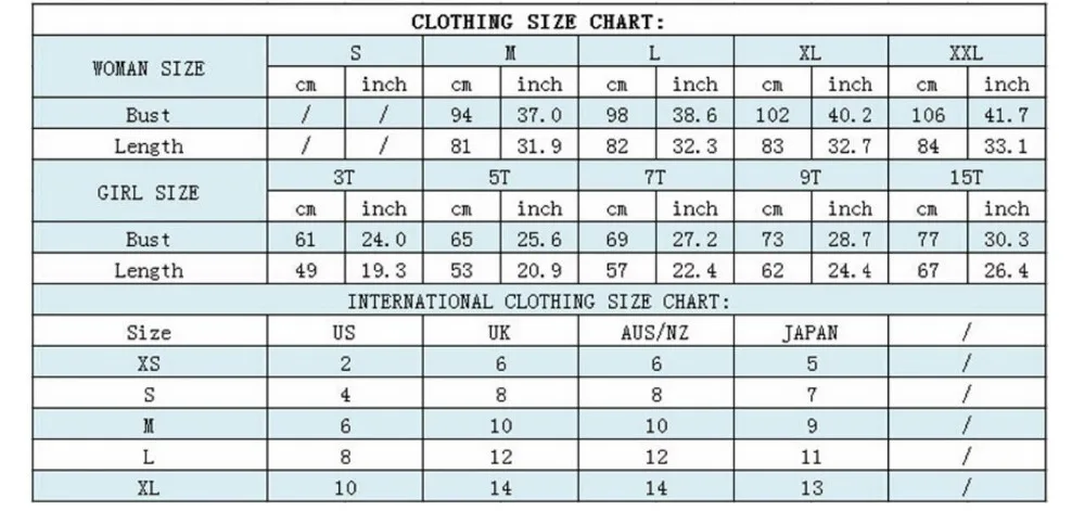 Girls Size Chart Us