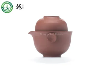 

Yixing Clay Red Kung Fu Teacups & Teapot Traveling Set 3 Pcs