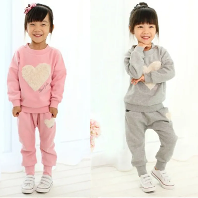 Free Shiping love clothing kids girls clothes sets,baby girl long