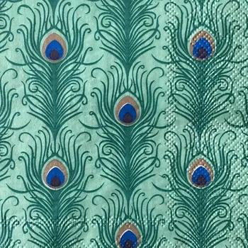 

20 3-ply vintage napkins paper tissue blue green Peacock feather decoupage wedding servilletas birthday party Christmas decor