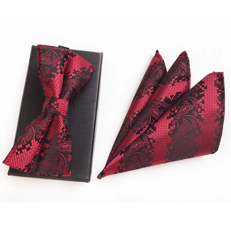 Мужской модный галстук-бабочка набор жаккардовый тканый галстук-галстук набор уникальный галстук-бабочка узел бабочка с карманом квадратный - Цвет: As Picture