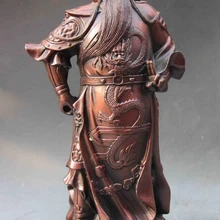 Xd 001470 Китайская Народная Красная Медь Бронзовый Дракон Гуань Гун Гуань Юй Воин Статуя Будды