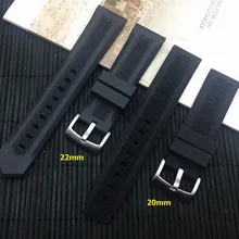 Роскошный мужской черный ремешок для часов 20 мм 22 мм силиконовый резиновый ремешок для часов Ремешок для бирки CARRER для Heuer Пряжка привод таймер