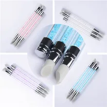 3Pcs/set Nail Art Carving Pen 2-Ways Different Shape Silicone Hollow Engraving Pen Manicure Tool