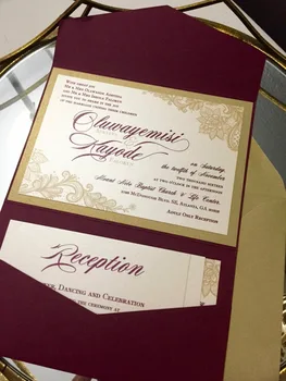 

Gold, Burgundy Pocket Wedding Invitation, Marsala Lace Pocket Invite, Blush, Silver, Navy Blue, Color, wording customizable