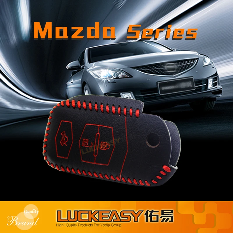Кожаный чехол ключ для Mazda 2 3 2011 Mazda MX-5 2009x8 2008 Mazda 6 2009 пакета(ов) ключа автомобиля случай 3 кнопки key2a