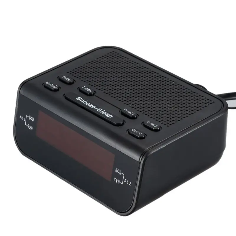 Цифровой Fm Будильник Радио с двойным будильником таймер сна светодиодный красный дисплей времени Sz
