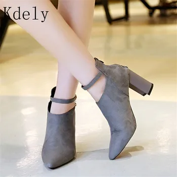 

Hot 3Colour Women shoes Winter Autumn Casual Women High Heels Pumps Warm Ankle boots Women Botas Shoes Mujer Zapatos size 34-39