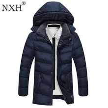 NXH 2017 New Arrival Mens Winter Thick Casual coat Zipper Solid Warm Double Pockets Men Parka High Quality Brand Jacket