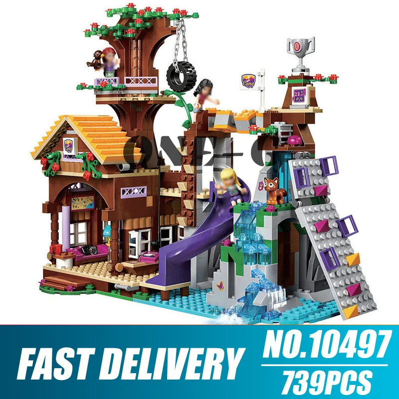 

10497 739pcs friends adventure camp tree house stephanie emma joy girls 3 figures building block 41122 Bricks Toy