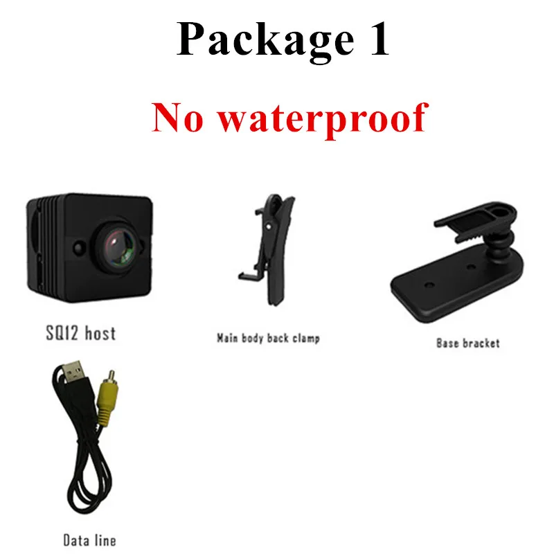 SQ12 HD мини-камера 1080P маленькая камера широкоугольная Водонепроницаемая видеокамера DV мини-видеокамера Спортивная камера ночного видения micro SQ 12 - Цвет: No waterproof
