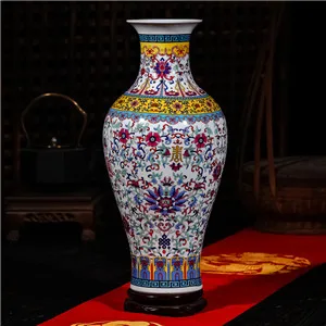 Роскошная Цзиндэчжэнь антикварная долговечная фарфоровая эмалированная напольная ваза классическое украшение большая китайская ваза древние дворцовые вазы - Цвет: 9