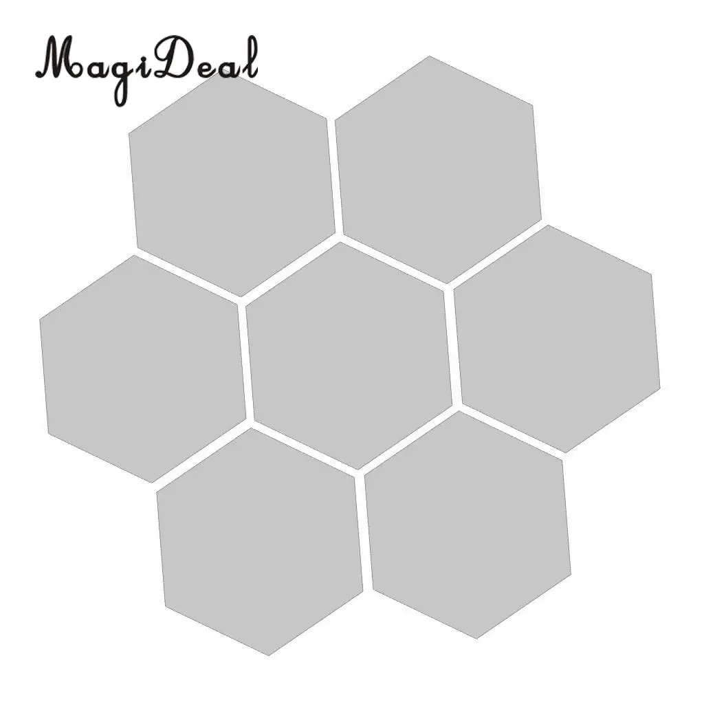 7Pcs 3D Mirror Surface Hexagon Vinyl Removable Sticky Wall Sticker Decal Coffee Cafe Bar Chic Decor Art Mural DIY