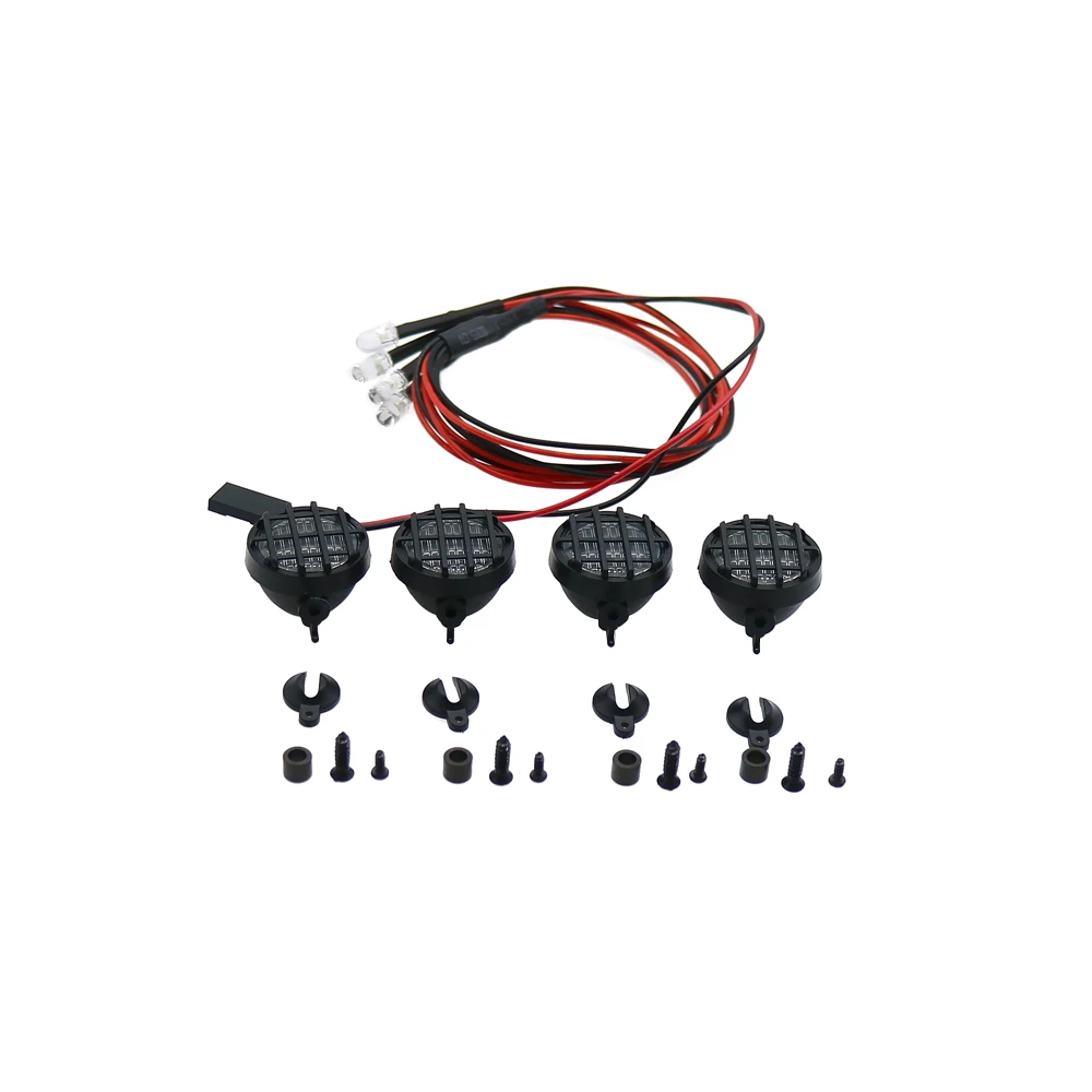 

Led head 4 pcs lamps big size round shape front lamp with white light for rc SCX10 hobby car crawler scale parts Axial Traxxas