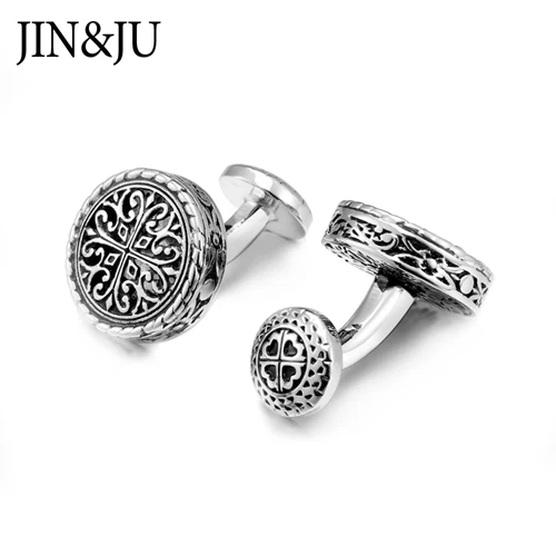 Silver Color Горячие круглые винтажные запонки для мужчин с подарочной коробкой Lepton барокко КИТ запонки для свадьбы бизнес Прямая поставка - Окраска металла: Silver Color