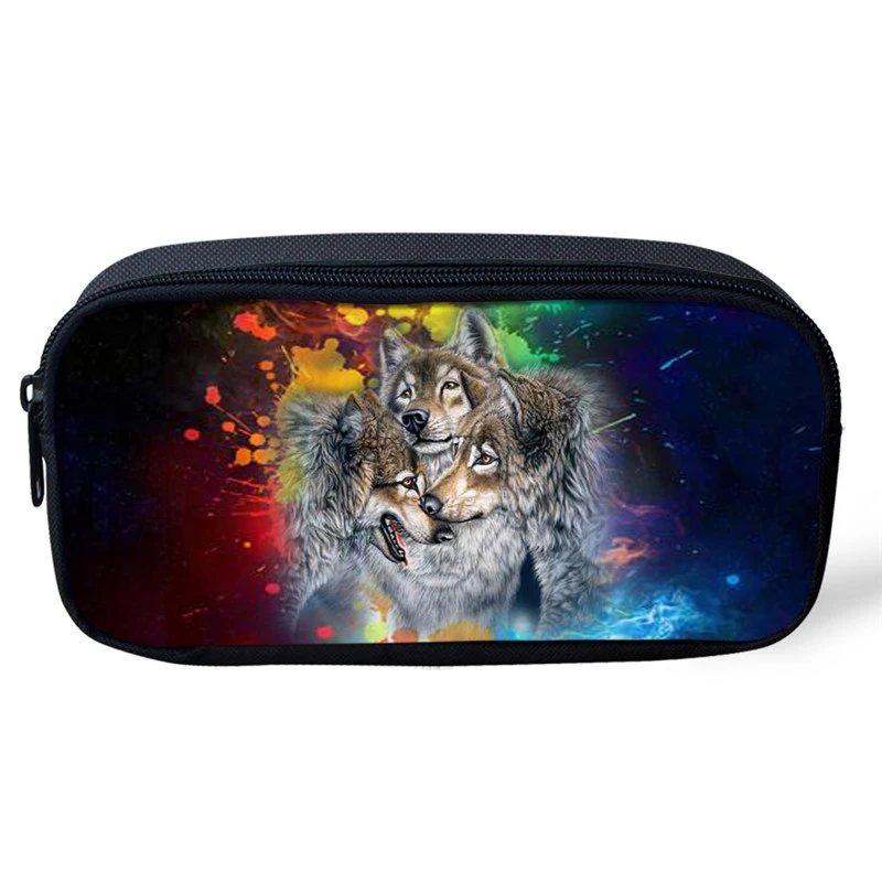 Noisydesigns Cool Animal 3D Galaxy Wolf чехол для хранения ручек детей дизайнерский пенал
