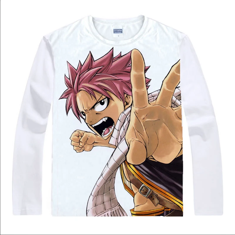 Аниме рубашка Coolprint футболки с хвостом феи мульти стиль длинным рукавом Natsu Dragneel
