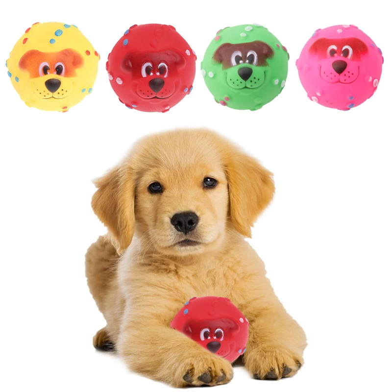 7CM Pet Dog Giggle Ball Tough Treat Training Chew Sound Funny Toy