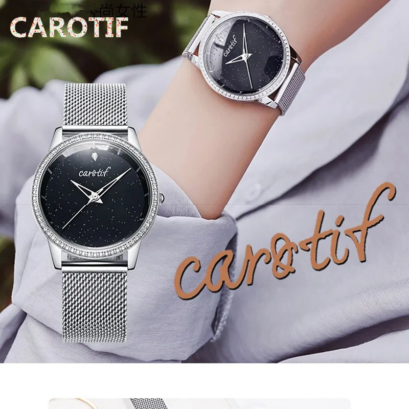 

2018 Luxury Brand Women Watches montre femme Fashion Dress Ladies Watch Rose Gold Star Dial Design Mesh Belt Quartz Watch Woman