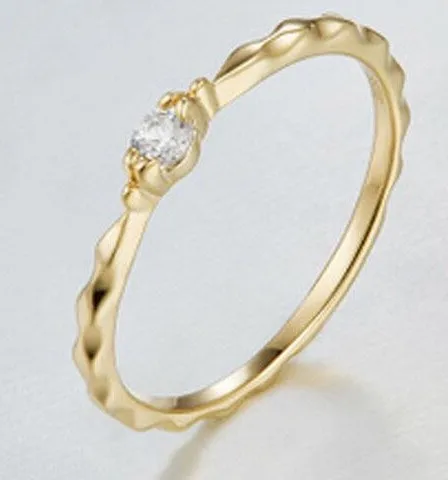 

S925 Sterling Silver Cubic Zirconia Ring Gold Color Ring-045