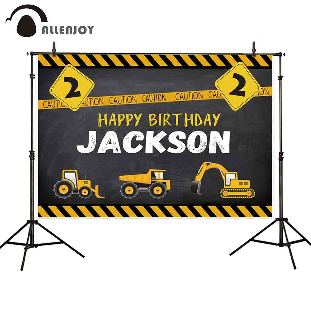 

Allenjoy Birthday backdrop Construction party banner dump truck photography background photo studio boy photophone photocall new