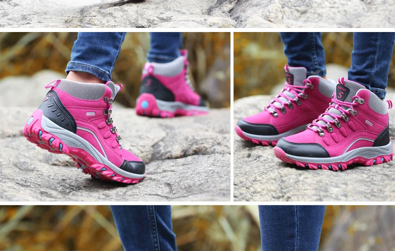 Пеший Туризм Ботинки водонепроницаемый женщин походная обувь Мужчины восхождение горные прогулочная обувь унисекс противоскользящие