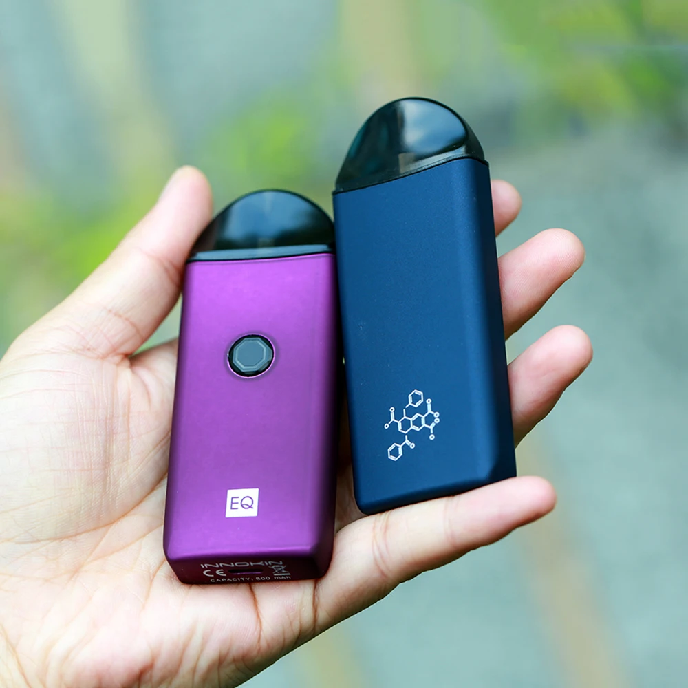 

Innokin EQ Vape Kit Battery 800mAh 2ml Pod Cartridge Capacity & 0.5ohm EQ Pod Kit MTL Coil & Anti-dust Top Cap Starter Kit