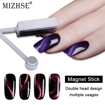 

MIZHSE Double Headed Nail Art Magnet Stick Cat Eyes Magnet for Nail Gel Polish 3d Line Strip Effect Strong Magnetic Pen Tools