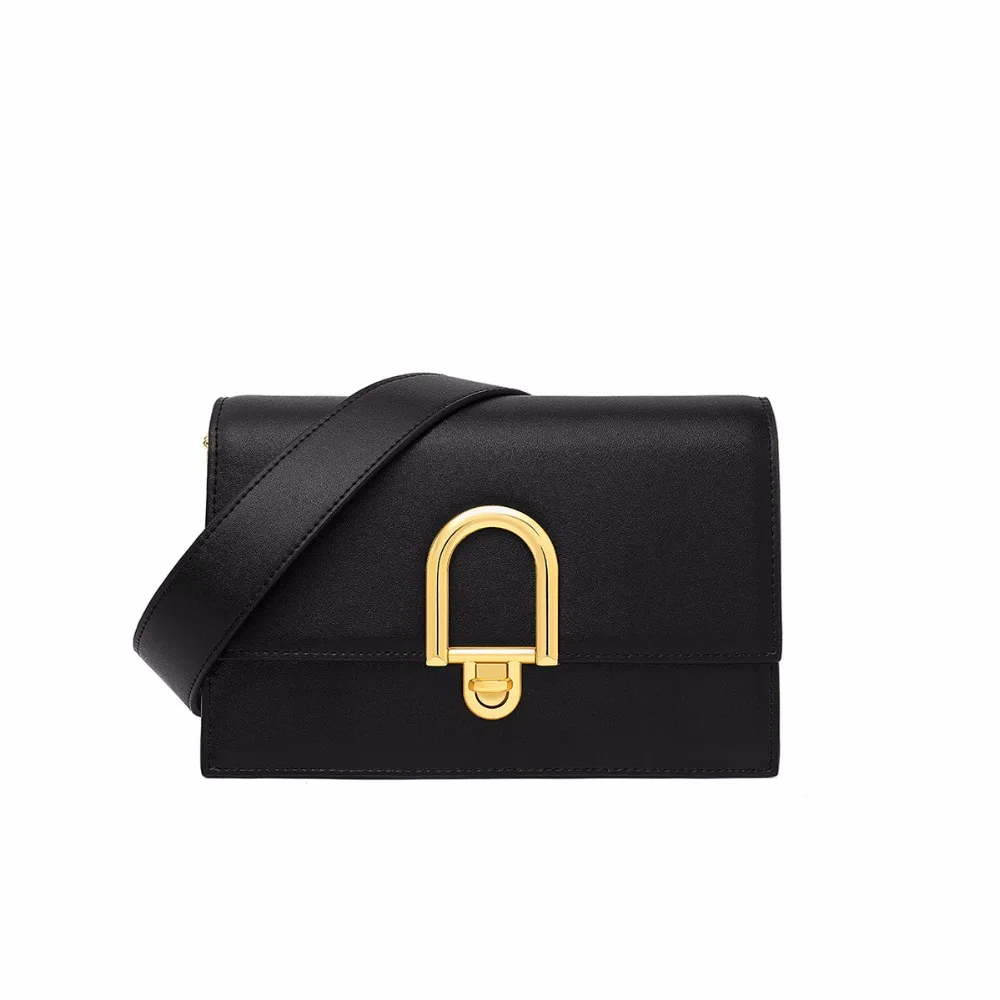 

LOEIL Leather handbag women's leather handbag simple and simple personality lock solid color shoulder slung square bag