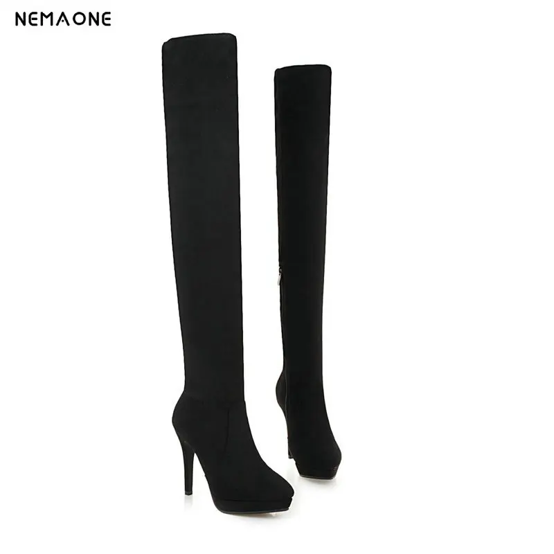 

NEMAONE Sexy high heels over the Knee high Boots woman Winter poined Toe platform Women Boots Lady Fashion Boots