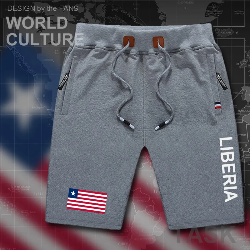 Calções de Praia dos Homens Shorts da Placa dos Homens Treino de Musculação Bolso com Zíper Libéria Liberiano Homem Bandeira Algodão Suor Marca lr Lbr 2020